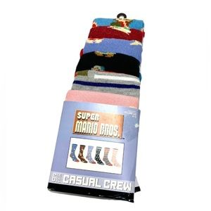 Super Mario Brothers Socks 6pr Casual Crew Mens Size 8-12 NEW Novelty Socks
